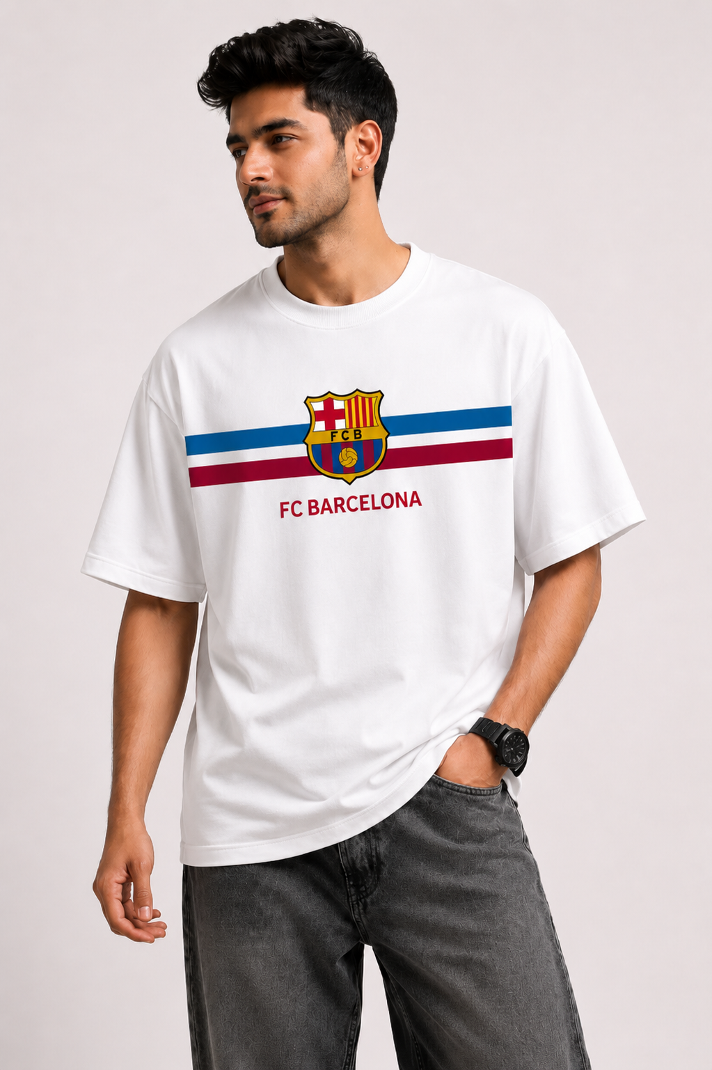 FC Barcelona Heritage Oversized T-Shirt – White Edition