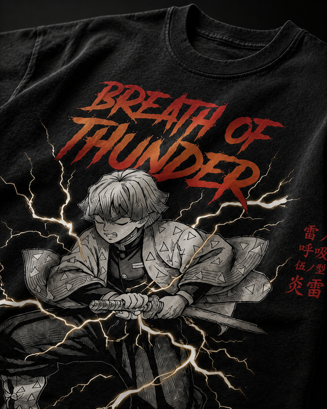 Anime Breath of Thunder Oversized Downshoulder Tshirt