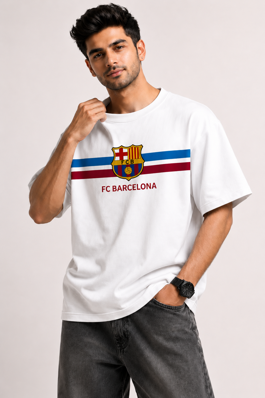 FC Barcelona Heritage Oversized T-Shirt – White Edition