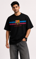 FC Barcelona Classic Stripe Oversized T-Shirt – Black Edition